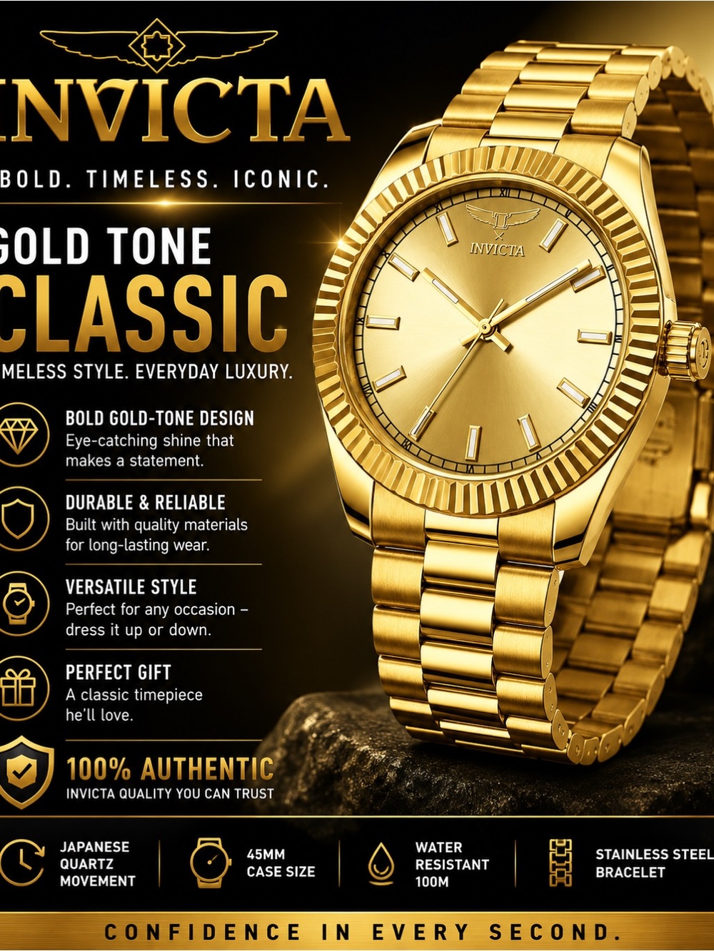 Invicta Gold-Tone Men's Bracelet Watch